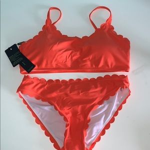 scalloped orange bikini